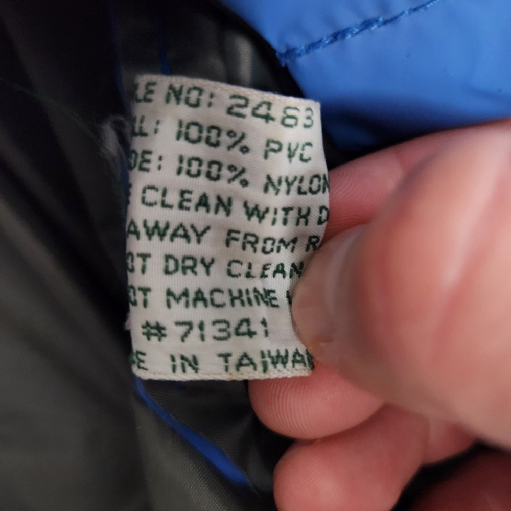 LL Bean VTG 90s Jacket Men L Blue Full Zip Raincoat Hood Vented Mesh Line Defect - Picture 4 of 9